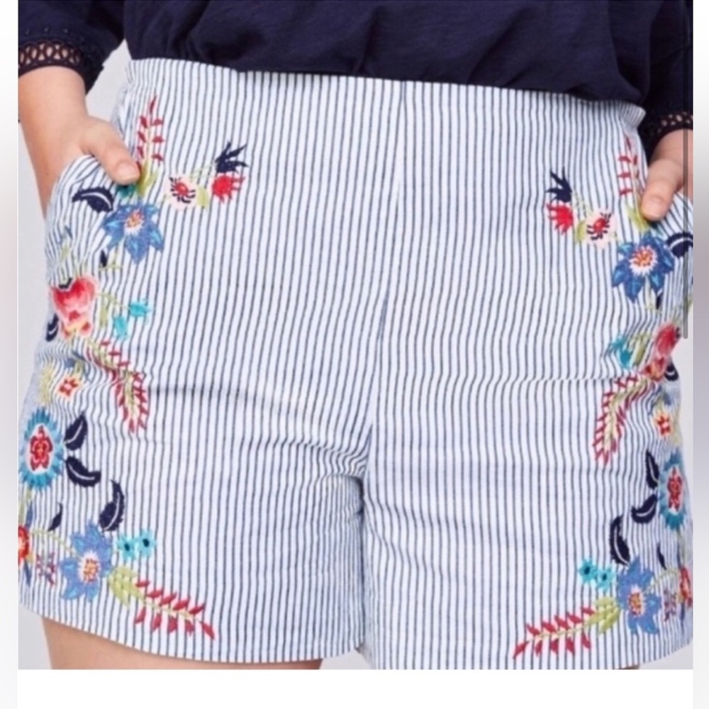 Loft Striped Floral Shorts